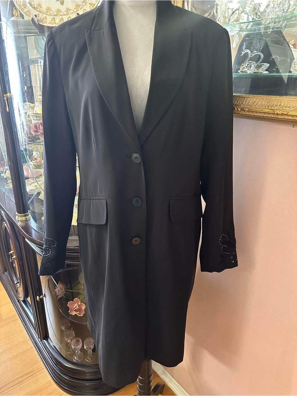 H&M Germany Black Longline womens Blazer Coat